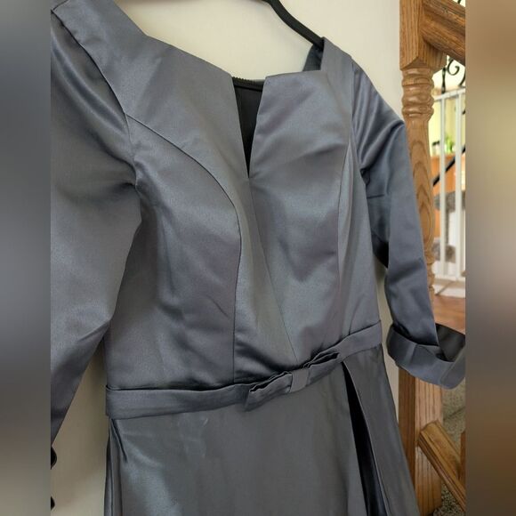Silver Gray Formal Long Sleeve Mother Of Bride Mother Of Groom Dress Size Large - Picture 7 of 11